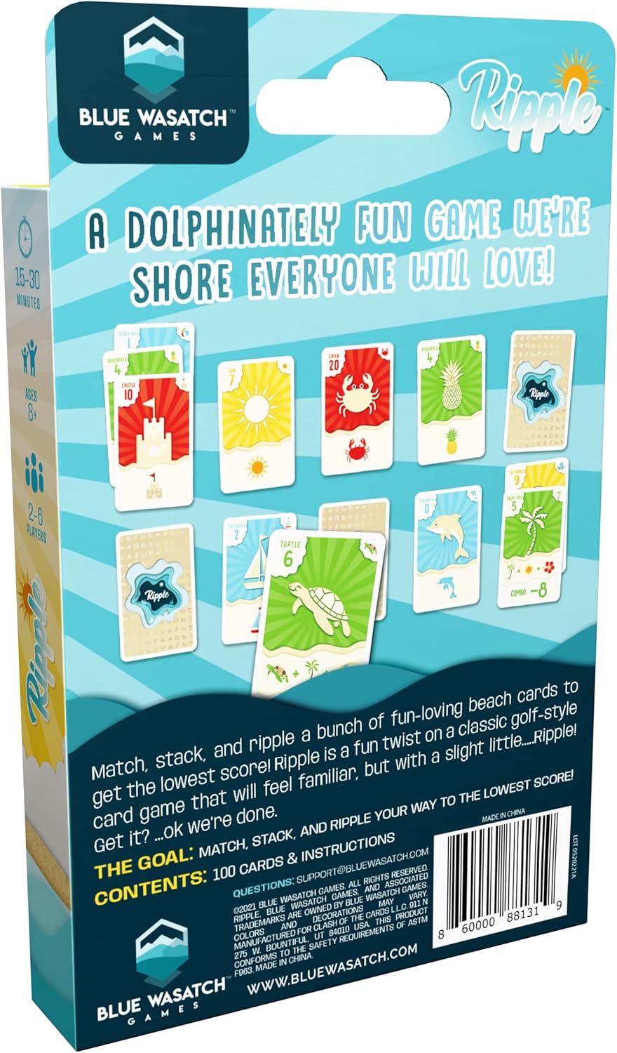 Blue Wasatch Games Juego de cartas Ripple combina apila y