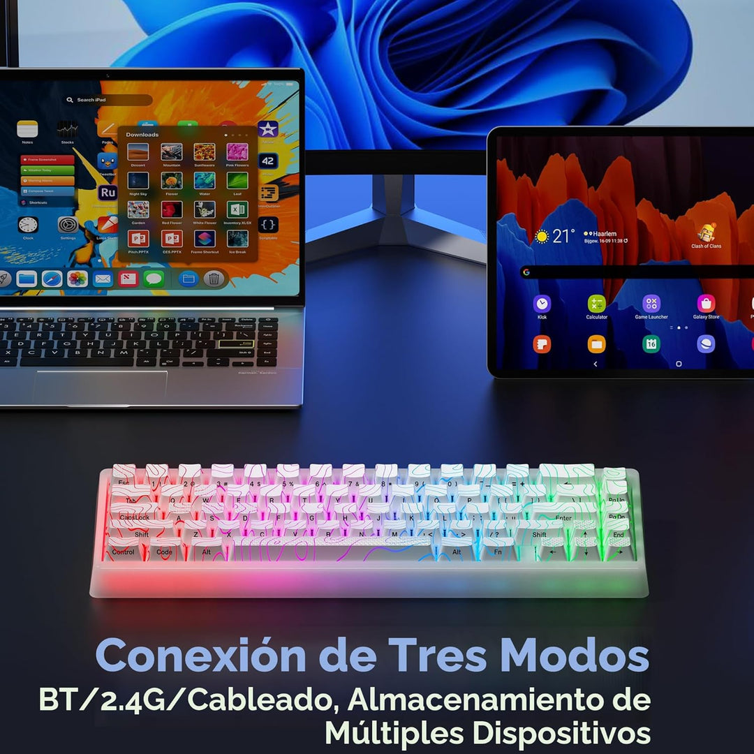 HITIME x XVX M67 Teclado inalámbrico 60% por ciento, teclado topogr...