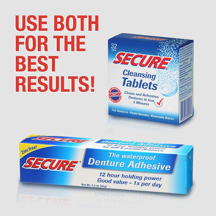 Secure Adhesivo impermeable para dentaduras postizas, sin zinc, suj...
