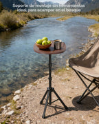 Mesa de bandeja para auto y escritorio para laptop – Trípode giratorio de 360° de altura ajustable, soporte de madera maciza para portátil y soporte para tazas, bandeja para volante para comedor, hogar, picnic al aire libre, senderismo y viajes (ovalado)