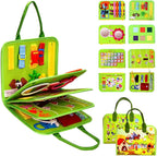 Juguetes Montessori de tablero ocupado, regalos de cumpleaños para niños y niñas, juguete de viaje sensorial para autismo, tablero de libros ocupados para actividades educativas, juguetes de aprendizaje de habilidades motoras finas, color verde