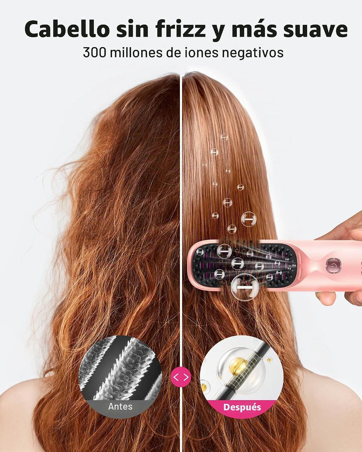 Cepillo alisador de cabello inalámbrico, cepillo portátil para esti...