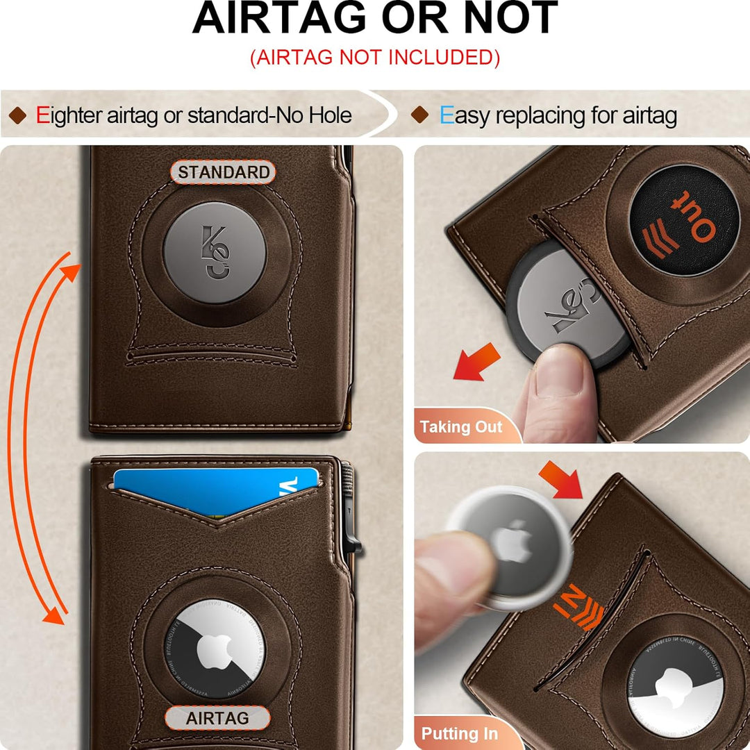 KEMISANT Billetera Airtag para hombre, delgada con bolsillo frontal...