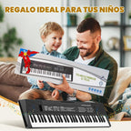 61 Keys Kids Piano teclado Toy con Mic para 3 4 5 6 7 8 Girls Boys, negro