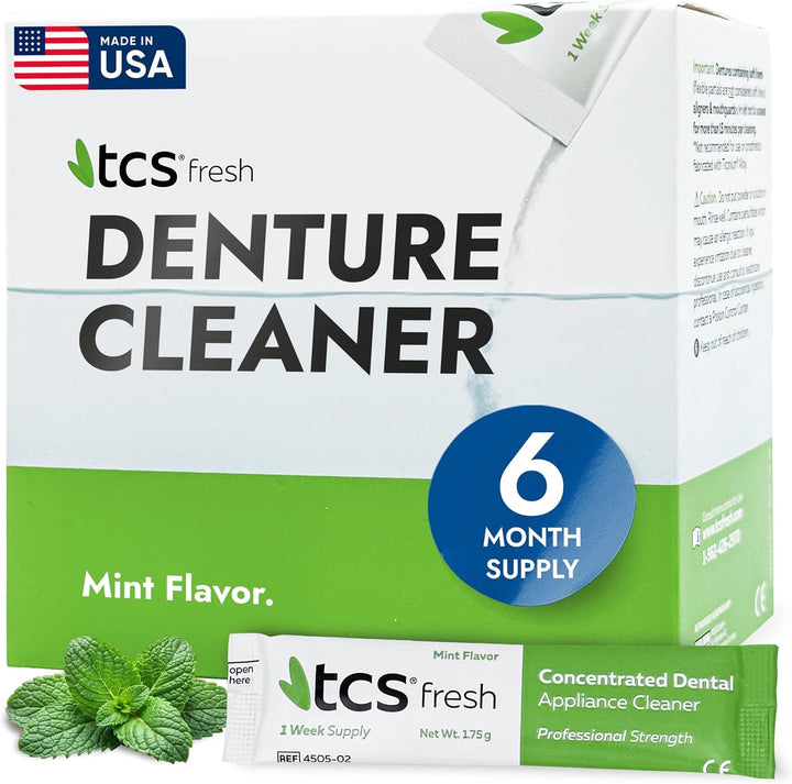 TCS Fresh Denture Cleaner - 24 paquetes (suministro para 6 meses) |...
