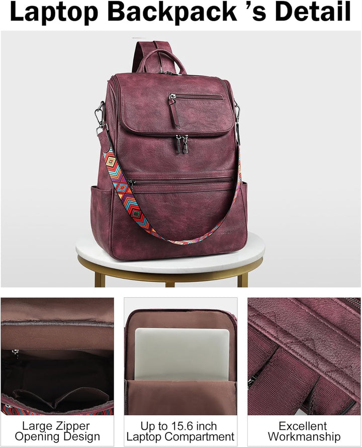 FADEON Mochila para computadora portátil para mujer, mochila de via...