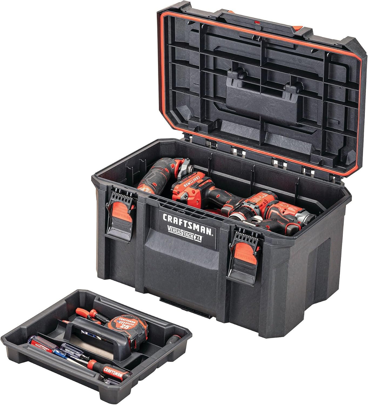 CRAFTSMAN VERSASTACK - Caja de herramientas XL, impermeable para interiores y exteriores, almacenamiento de herramientas apilable, con cerradura, 21 pulgadas (CMST21430)