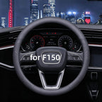 Funda de volante de cuero Yangday para Ford F150 F250 F350, 15.5-16 pulgadas, funda de volante para coche con antideslizante y transpirable (Negro)