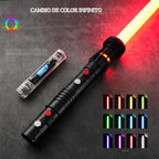 Sable de luz RGB3.0 de doble hoja con balanceo suave, sable de luz de duelo con control de movimiento, 16 fuentes de sonido, sables de luz con color infinito y 16 colores sólidos