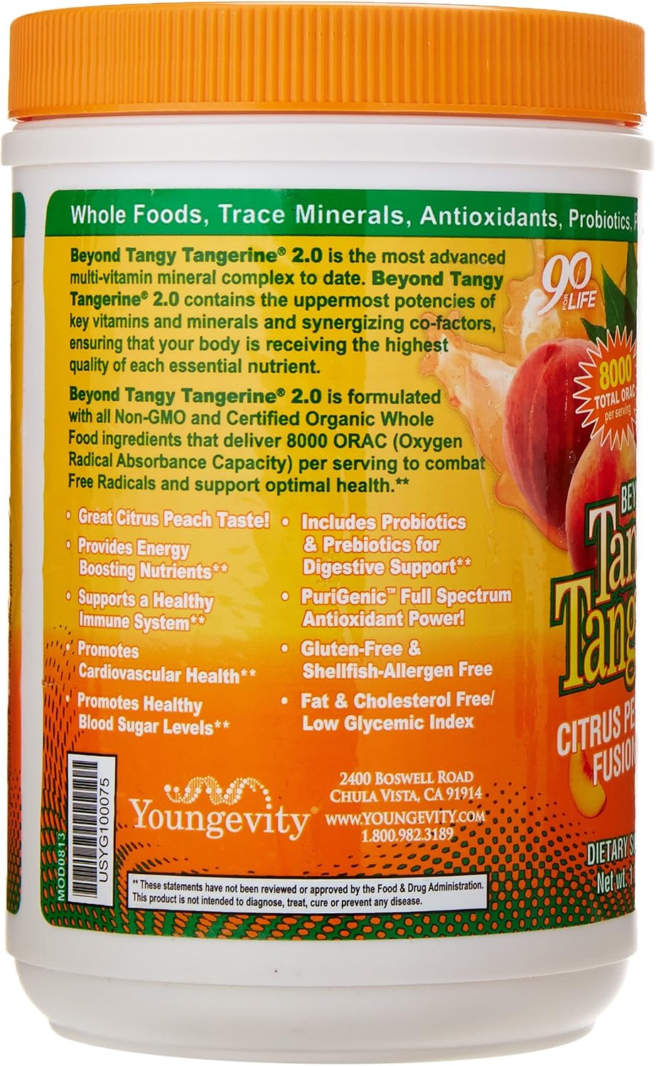 Youngevity Beyond Tangy Tangerine 2.0 Citrus Peach Fusion Complejo...