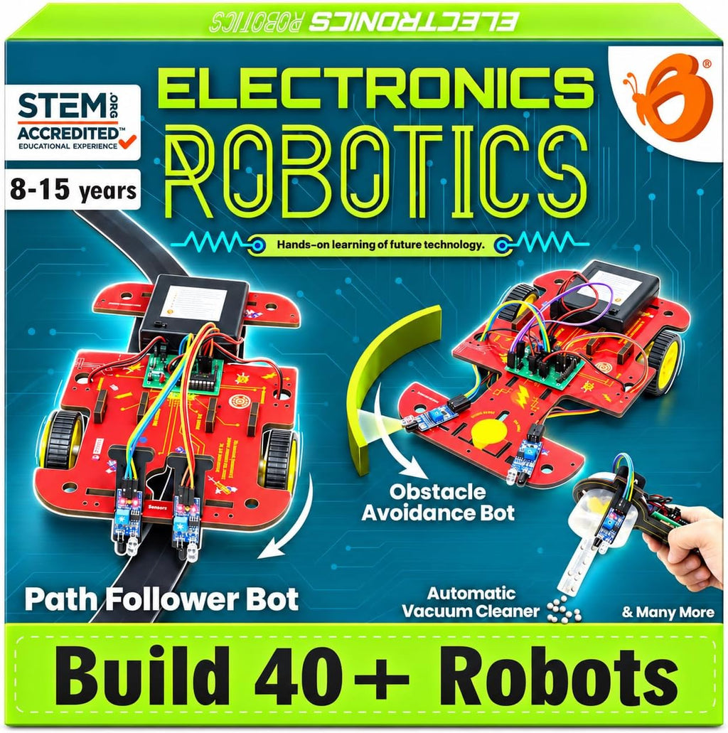 ButterflyEdufields - Kits de robótica STEM 40 en 1 para niños de 8 a 12 años | Proyectos de robots de bricolaje para niños con tablero electrónico y sensores | El mejor regalo educativo de educación
