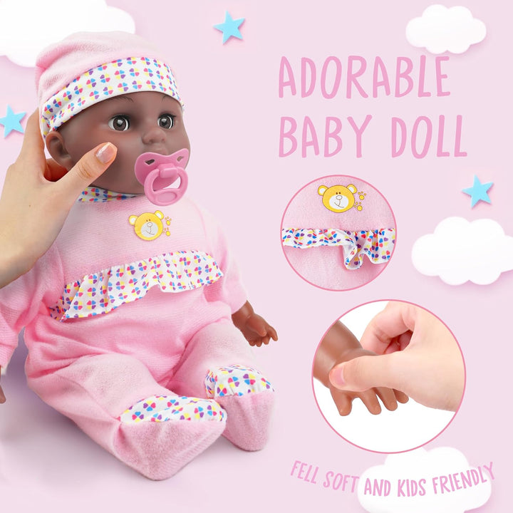 Toy Choi's Muñeca de bebé interactiva rosa de 16 pulgadas que l...