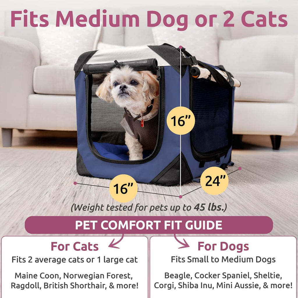 Transportador de mascotas para gatos y perros, se adapta cómodamente a 2