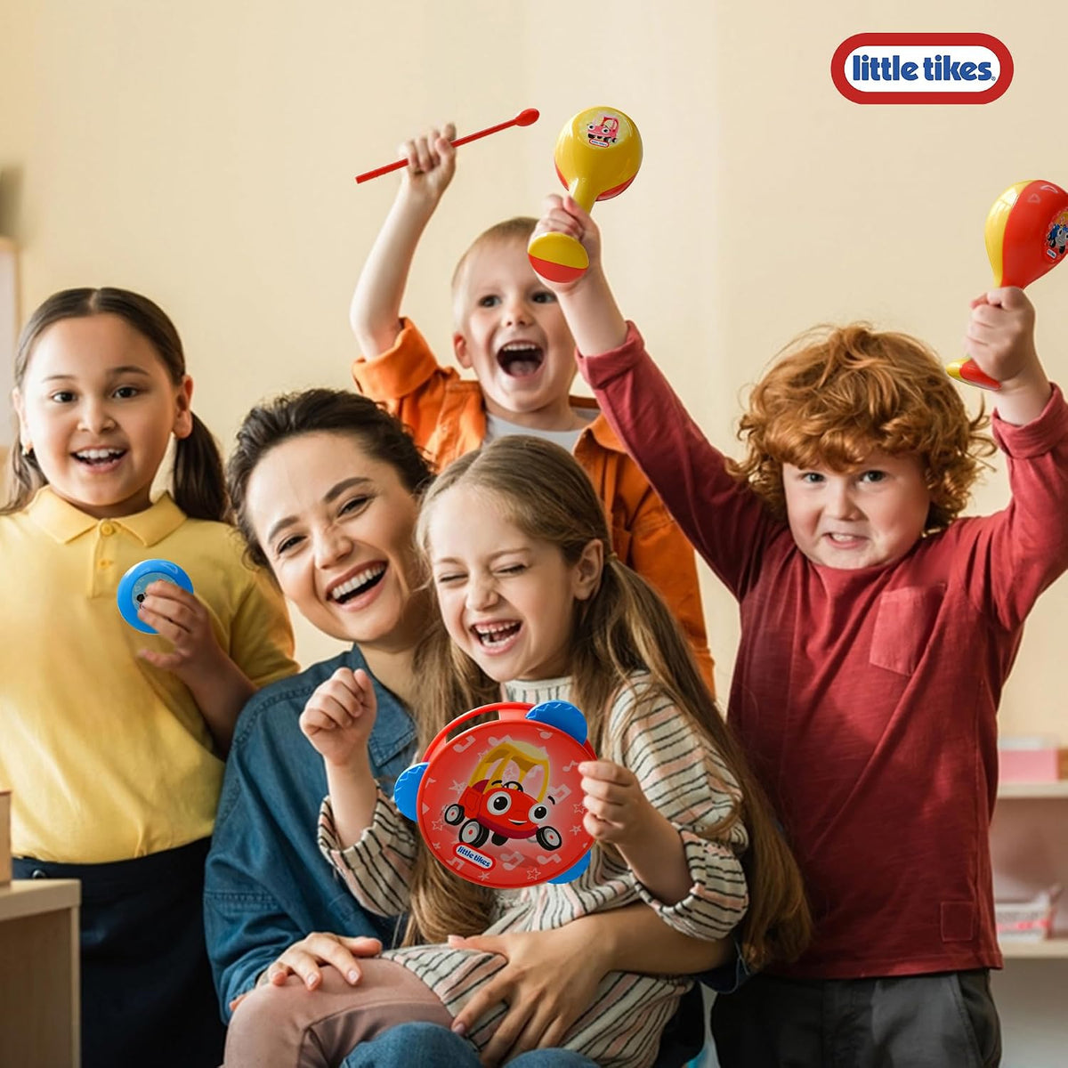 Lollipop Little Tikes - Juego de instrumentos musicales para bebés, batería de 6 piezas, maracas, diversión musical para niños pequeños, juguetes educativos preescolares, juguetes musicales para niños pequeños