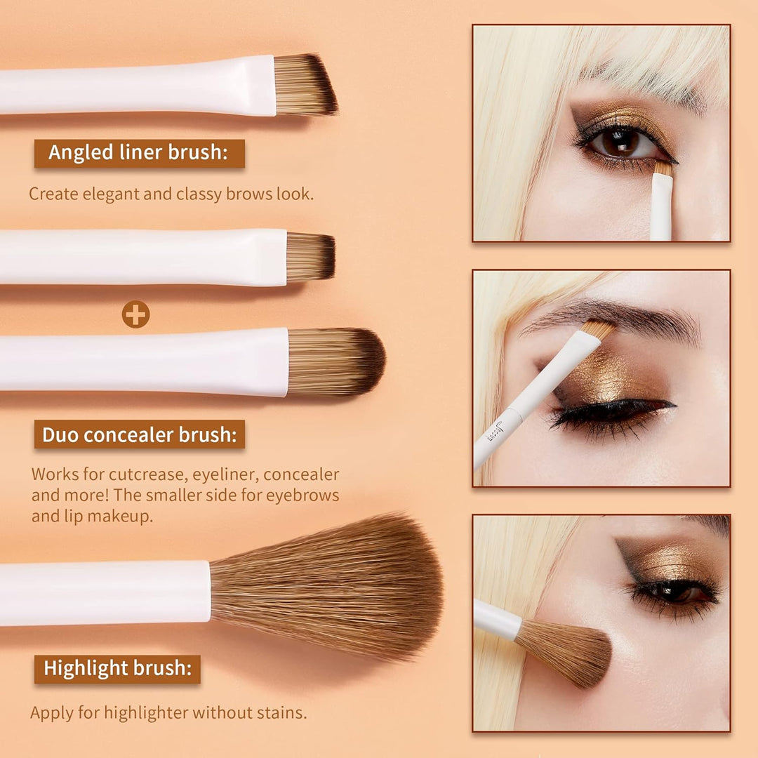 Jessup Juego de 10 brochas de maquillaje de ojos de precisión sinté...