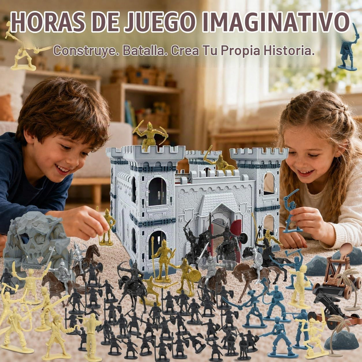Plustopoy Figuras de Soldados de Juguete de Caballeros de Castillo Medieval Hombres del Ejército, Juguete de Construcción de Castillo DIY de Los Tiempos Medievales de la Edad Media Figuras de Acción
