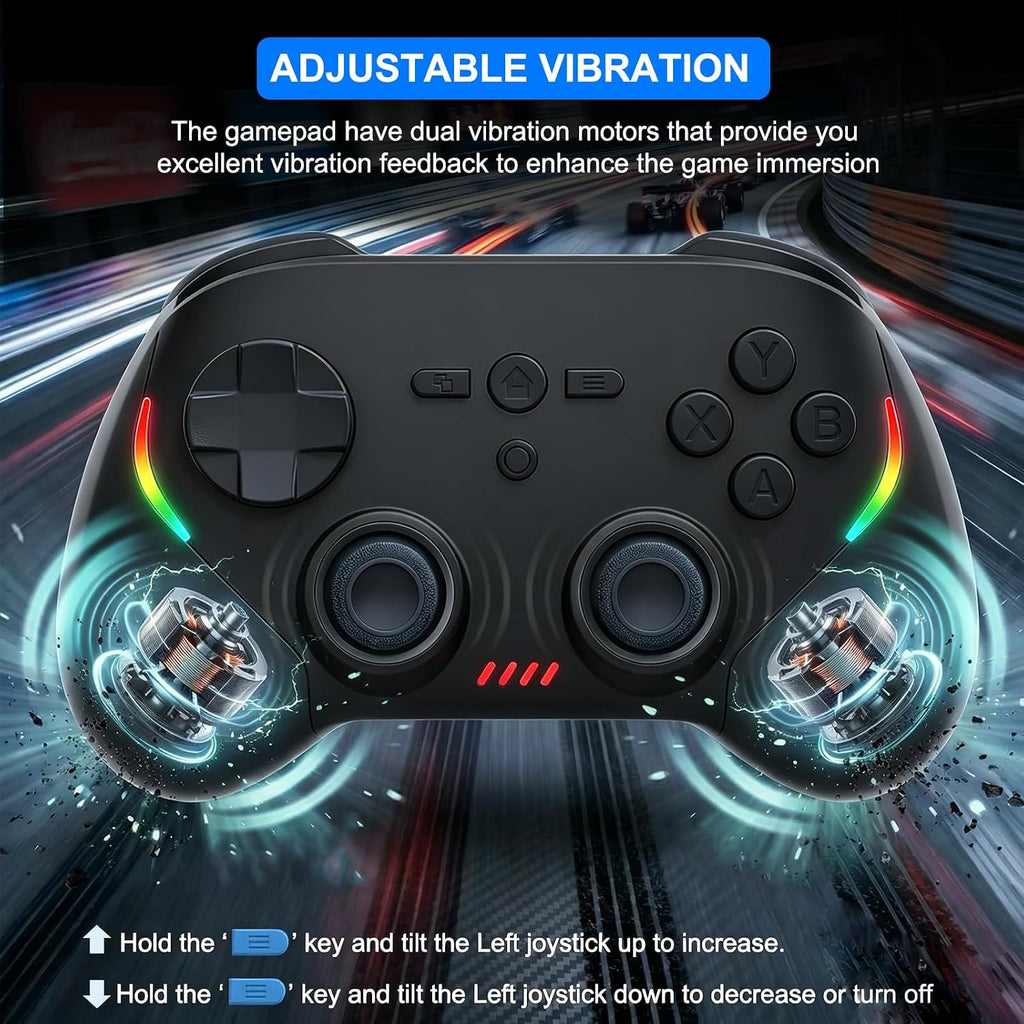 Controlador de juego inalámbrico para Android/iPhone/iPad/iOS/Tablet/Windows PC/Switch 2, Bluetooth Teléfono Móvil Gamepad con Joysticks Hall / Hall Triggers/Luces RGB/ Vibración/Giroscopio de seis