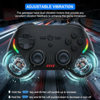 Controlador de juego inalámbrico para Android/iPhone/iPad/iOS/Tablet/Windows PC/Switch 2, Bluetooth Teléfono Móvil Gamepad con Joysticks Hall / Hall Triggers/Luces RGB/ Vibración/Giroscopio de seis