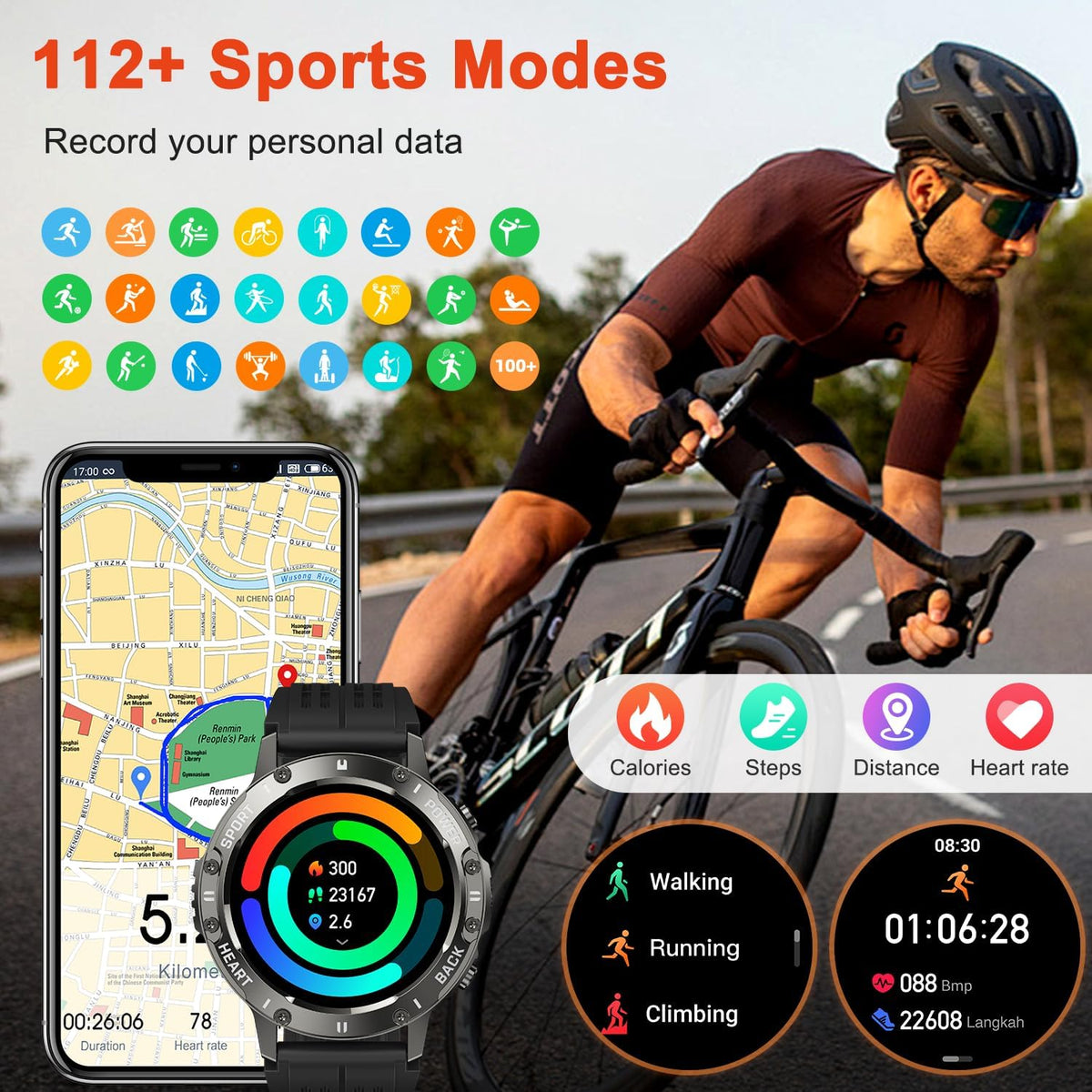 Reloj inteligente para hombre, rastreador de actividad física: Bluetooth resistente al agua, responder llamada, relojes digitales para hombre, podómetro, podómetro, reloj inteligente para teléfonos