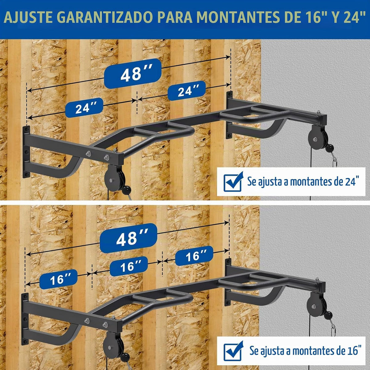Kipika Barra de dominadas montada en el techo de 48 pulgadas, barra de barbilla multiagarre resistente, barra de dominadas montada, altura ajustable, bandas de dominadas para dominadas y estiramiento