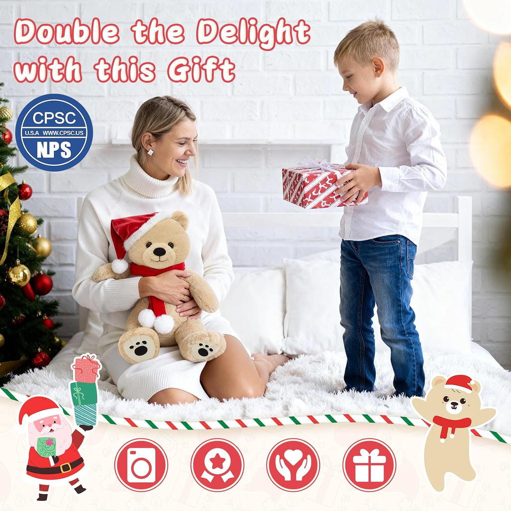 Tezituor - Oso de peluche de Navidad, 18 pulgadas, gran oso de Navidad