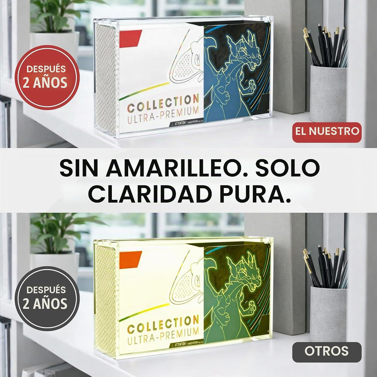 Vitrina acrílica para 151 UPC y Mega CHARZRD X ex Ultra-Premium Collection UPC - Tapa magnética 8+0.197 in Acrílico - Compatible con Mega Charzrd X ex UPC y 151 UPC