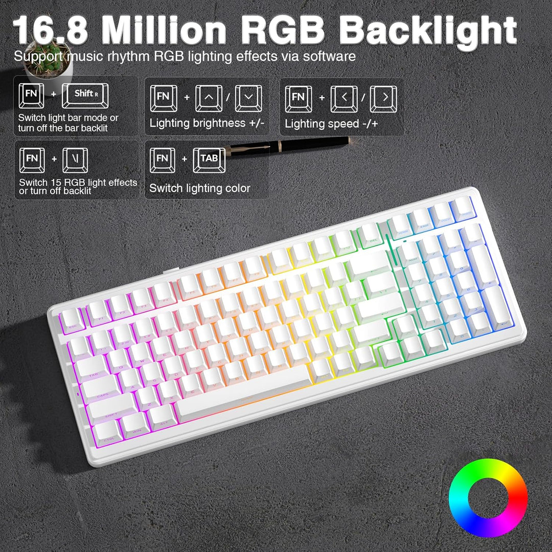 AULA Teclado mecánico inalámbrico F99, triple modo (BT5.0\/2.4GHz\/...