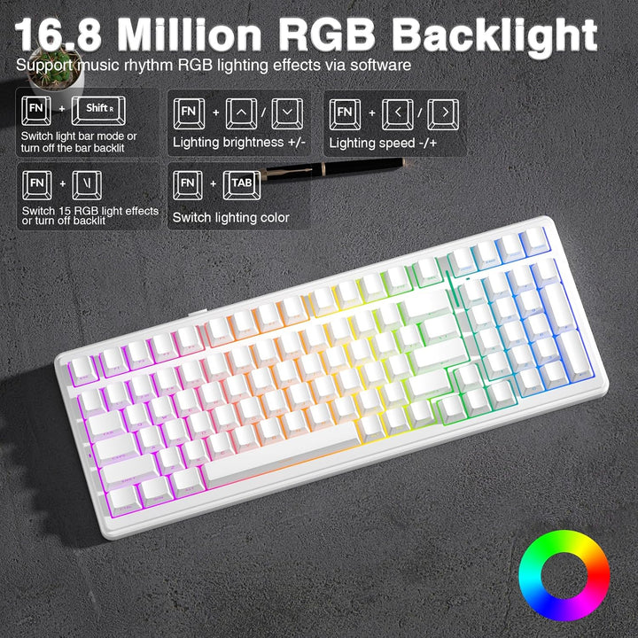 AULA Teclado mecánico inalámbrico F99, triple modo (BT5.0\/2.4GHz\/...