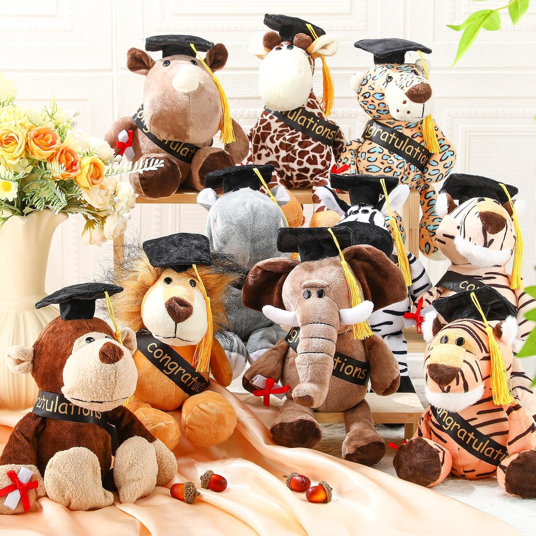 HyDren Juego de 10 animales de peluche de safari de graduación de 9...