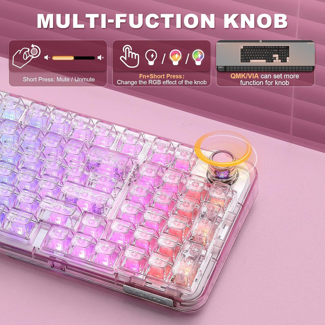 YUNZII X98 QMK\/VIA Teclado mecánico inalámbrico para juegos con pe...