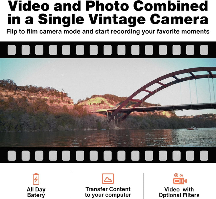 CAPPY CAMERA Cámara de película retro de 20 MP, sin pantalla, recar...