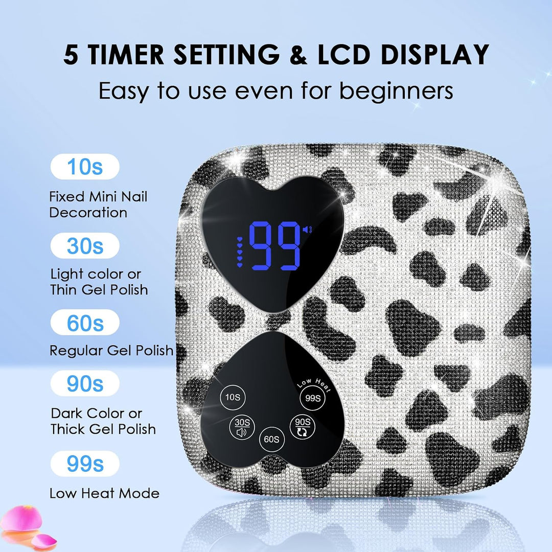 HUITINE - Lámpara de uñas LED UV, inalámbrica, 80 W, recargable, lu...