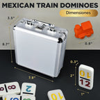 Queensell Mexican Train Dominoes Set con Numbers, Double 12 Dominoes para Adultos, Mexican Domino Train para Adults y Family - Juego de Dominoes 91 Fichas con Estuche de Aluminio