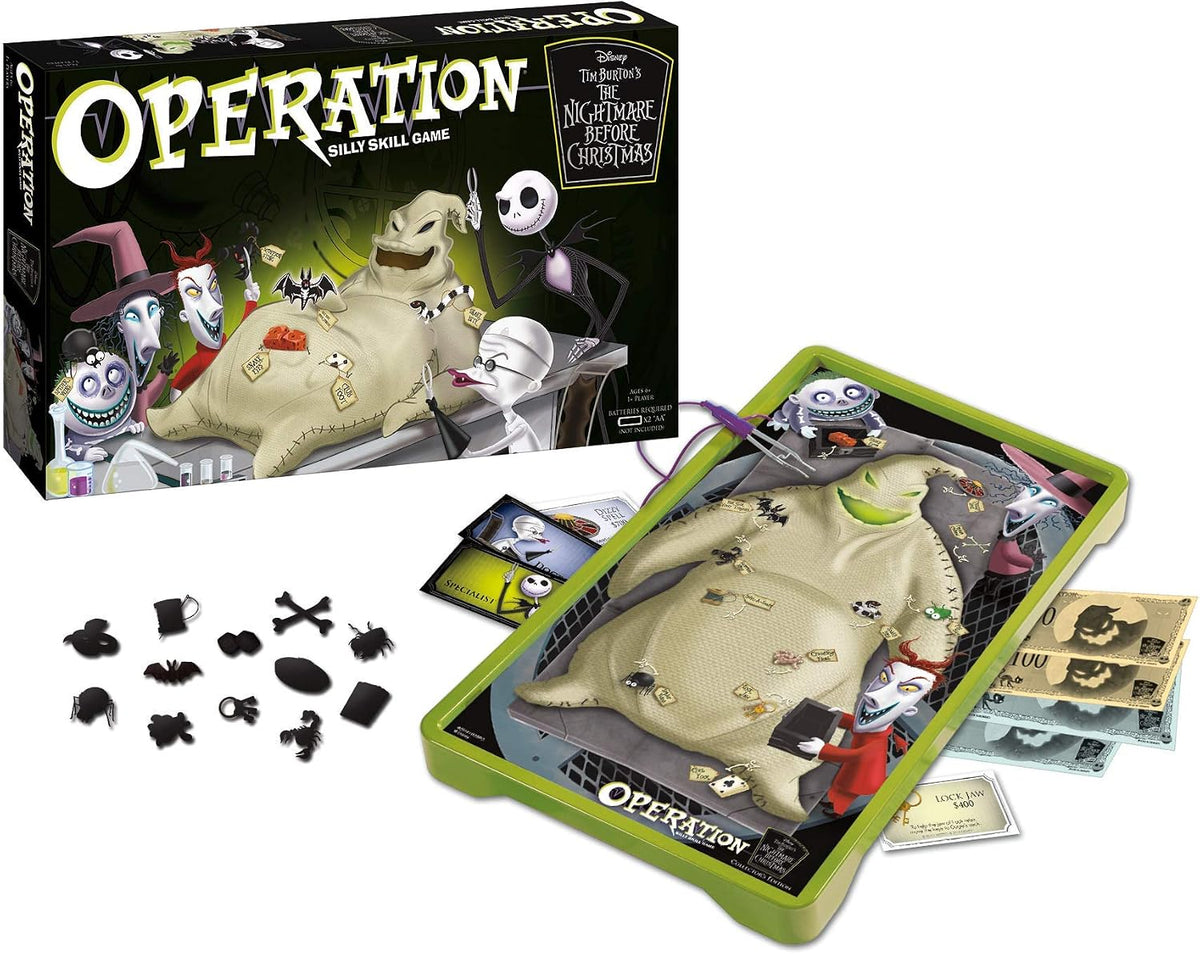 Operación: Juego de mesa Disney Pesadilla Antes de Navidad | Juego de mesa coleccionable | Con Oogie Boogie y arte de Pesadilla Antes de Navidad, para 1 o más jugadores