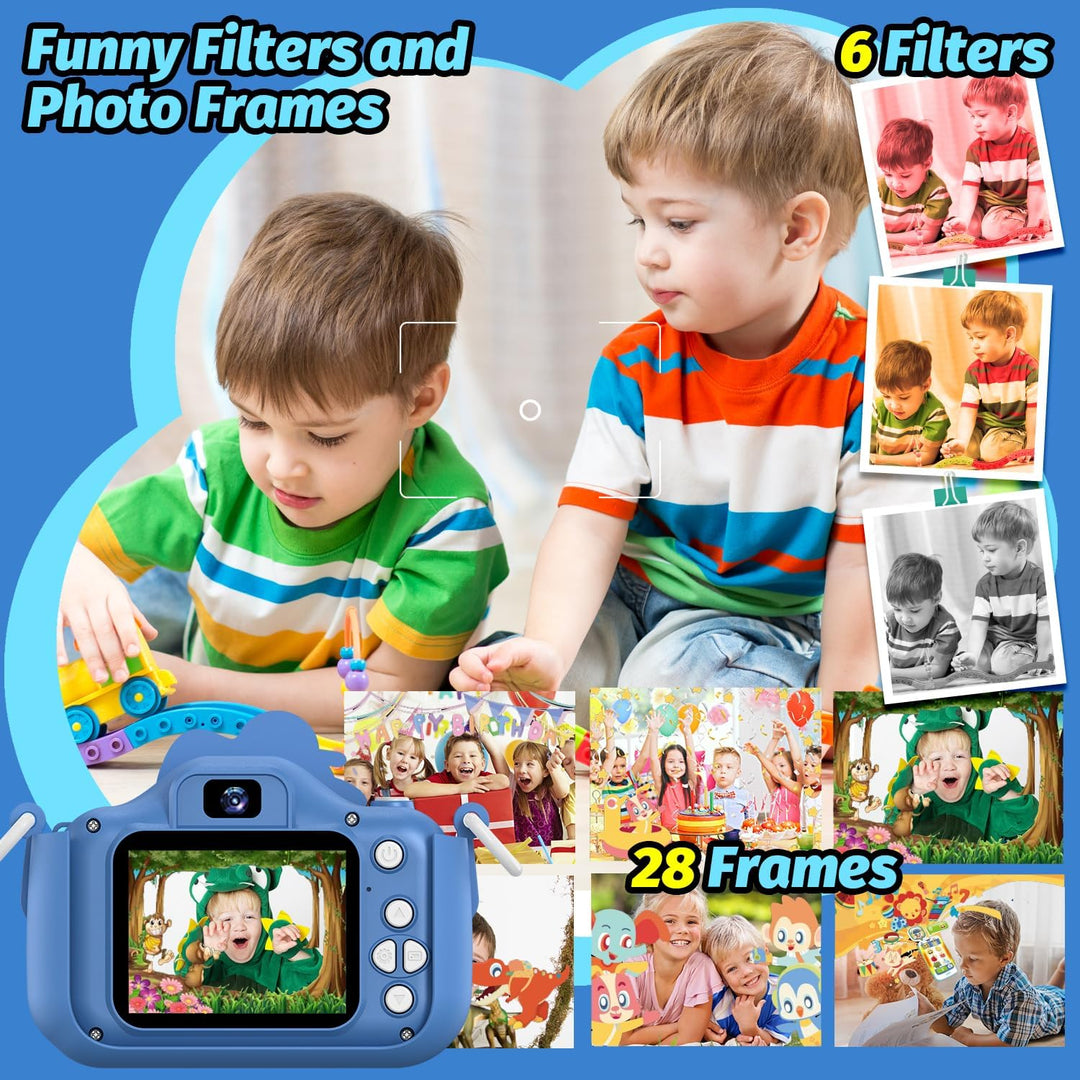 Cámara de dinosaurio para niños y niñas, cámara digital para selfie...