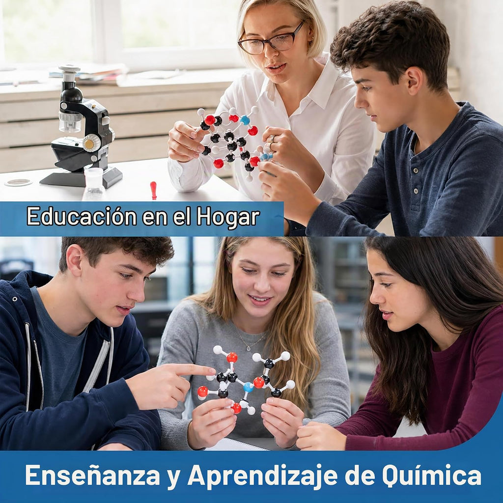 Kit de modelo molecular YCHOULEK, set de química molecular orgánica de 444 piezas, kit de modelo de elementos atómicos para lecciones de química, kit de construcción de estructuras moleculares, regalo