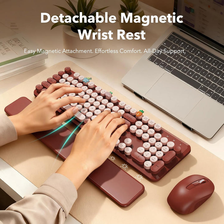 Combo de teclado y mouse inalámbricos, teclado estilo máquina de es...