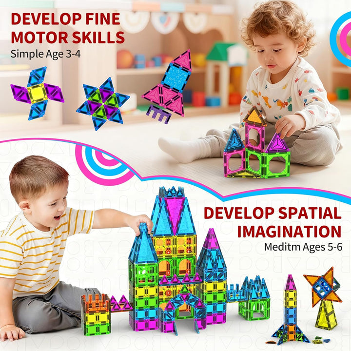 Ronqs 250 PCS Azulejos Magnéticos Educativos 3D STEM para Niños Blo...