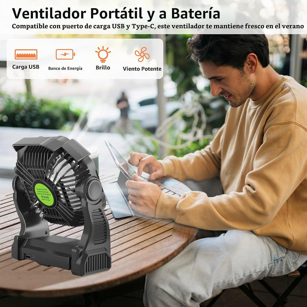 TDLOL Ventilador de Camping Portátil Recargable para Tienda de Camp...