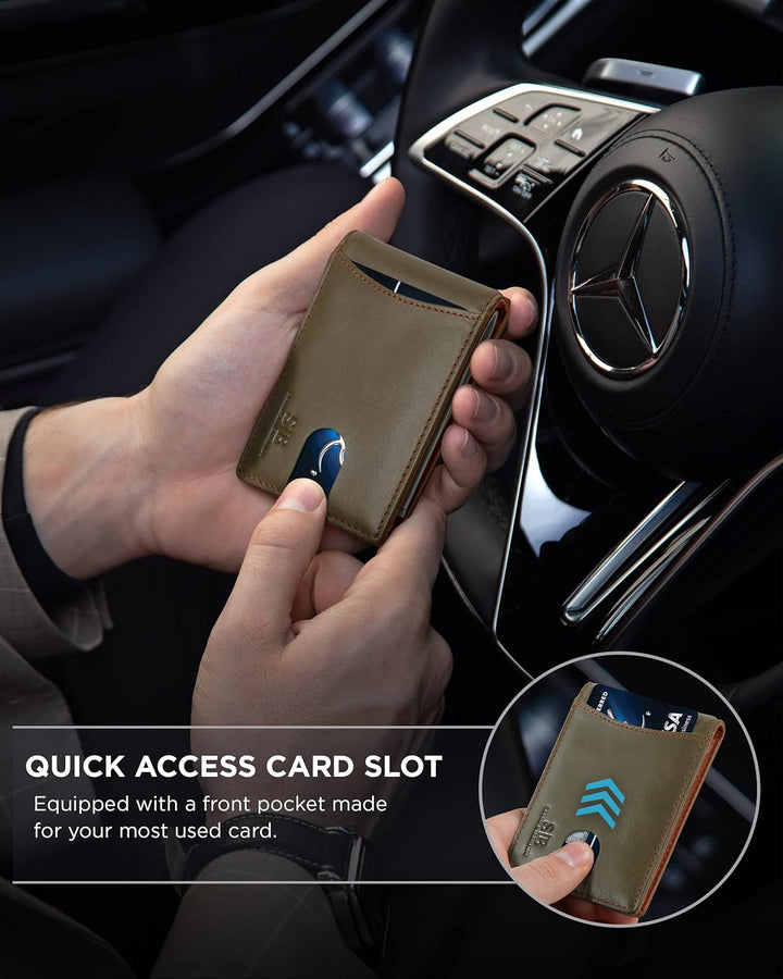 SERMAN BRANDS RFID Blocking Slim Bifold Genuine Leather Minimalist...