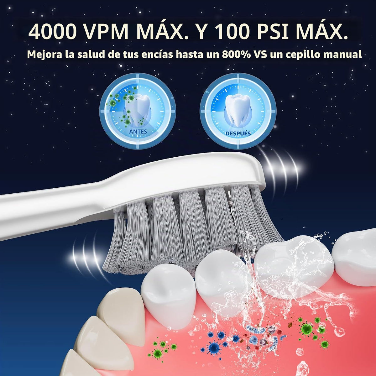Cepillo de dientes eléctrico con hilo dental combinado, cepillo de dientes