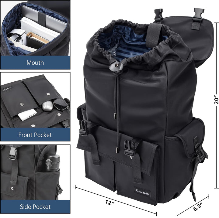 Colins Keirs Mochila negra para hombre, mochila para laptop de 16 p...