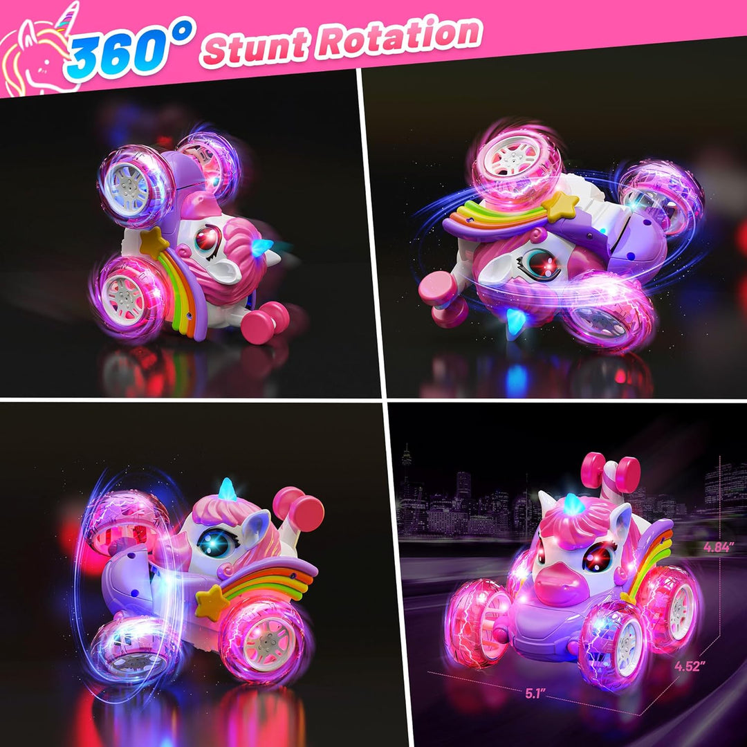Carsky - Coche de control remoto de unicornio para niñas, coches RC...