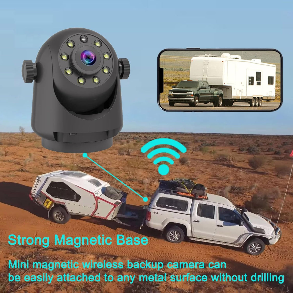 Cámara de respaldo inalámbrica magnética fuerte, para iPhone Android
