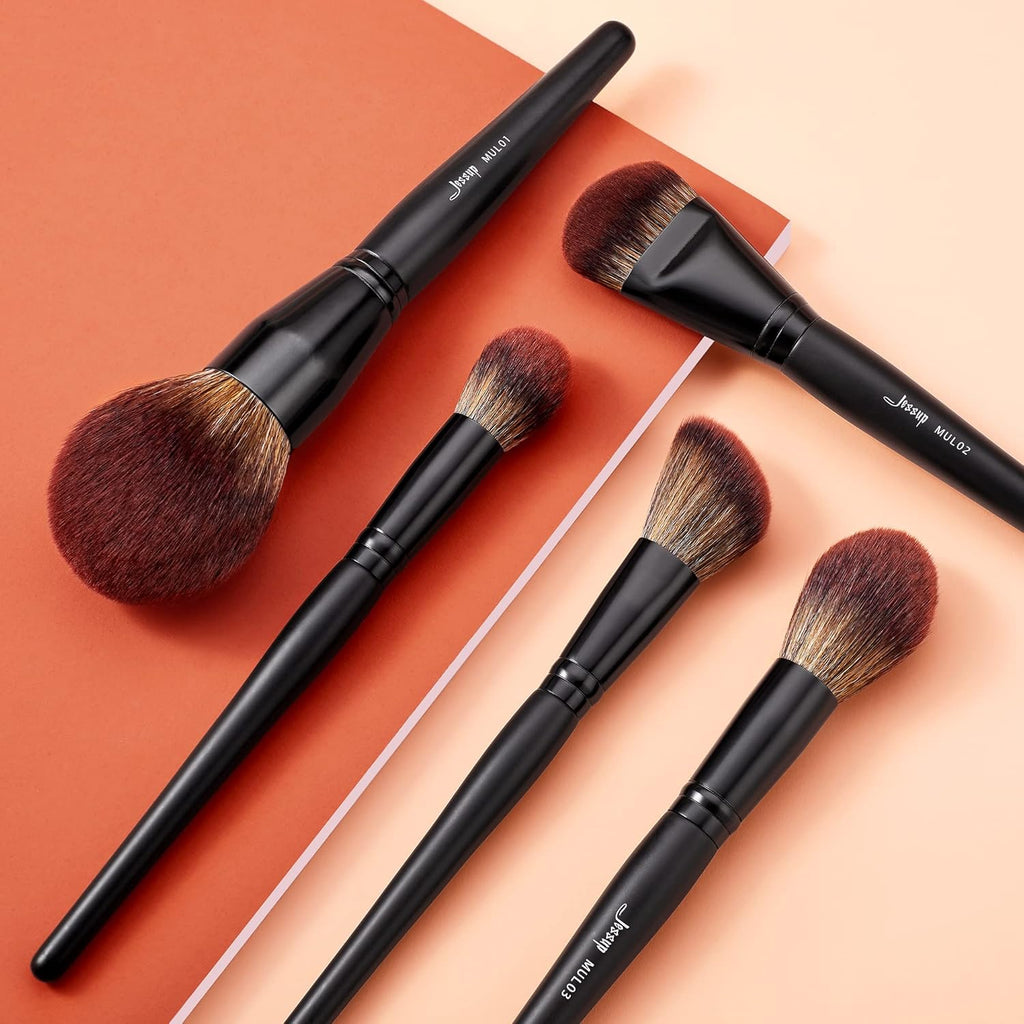 Jessup Pinceles de maquillaje de cara grande, 5 piezas