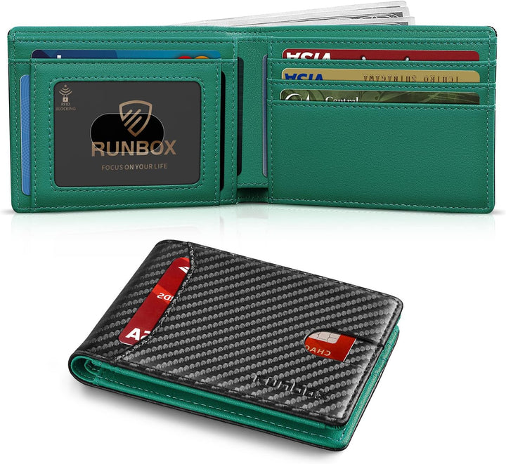 RUNBOX Cartera delgada para hombre, 11 ranuras para tarjetas de cré...