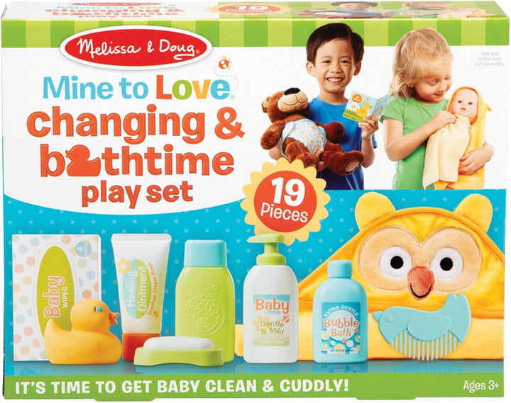 Melissa &amp; Doug Mine to Love - Juego de cambio y baño para muñec...