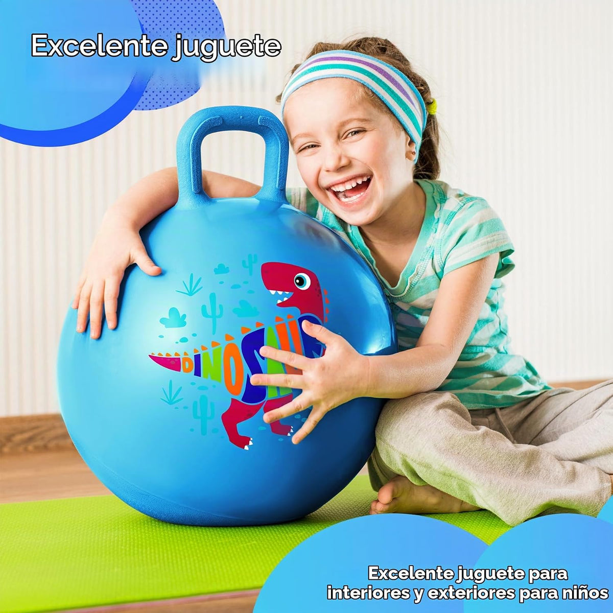 Pelotas Saltarinas para Niños de 3-8 Años, Pelota Rebotante de 18 Pulgadas con Asa, Saltarina Inflable de 18", Juguetes de Salto de 45cm, Juguetes de Salto de Jardín, Regalos para Niñas y