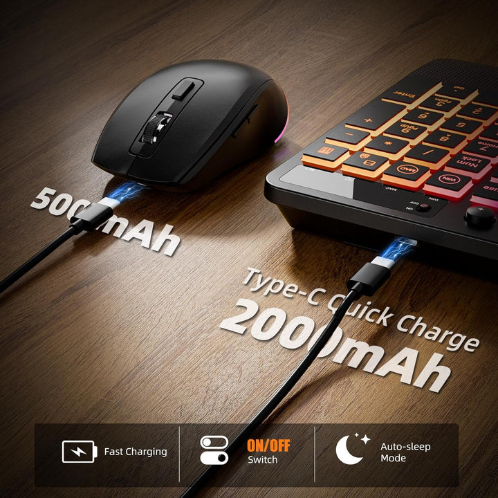 Hamile Combo de Teclado y Ratón Inalámbrico: Efectos de Retroilumin...