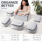 Cubos de compresión ultraligeros para embalaje - Organizadores de viaje ligeros para maletas y equipaje (paquete de 6, gris claro)